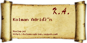 Kolman Adrián névjegykártya